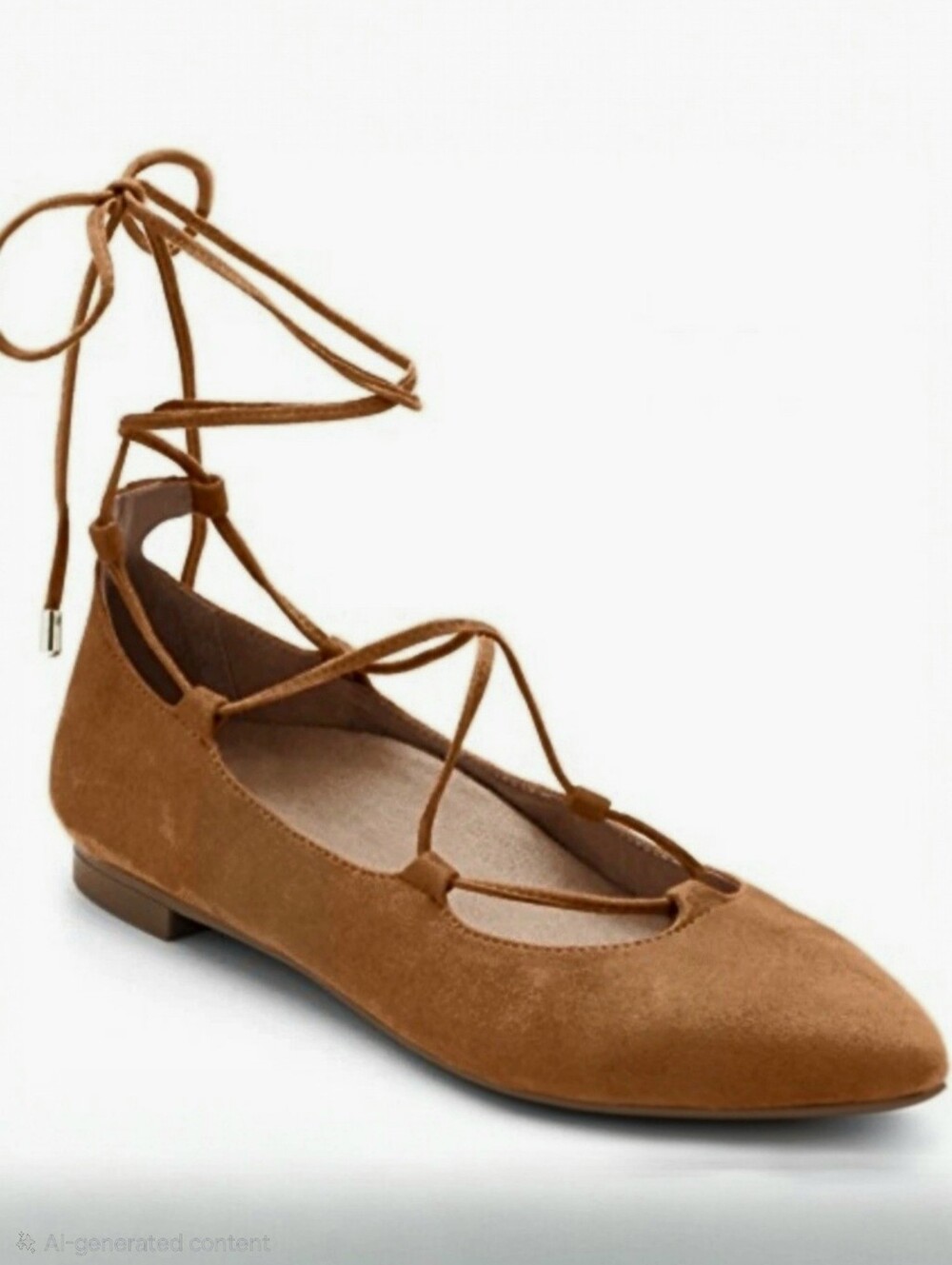 Vionic Lucinda Suede Lace-up Pointed-toe Light Academia Ballet Flats Sz 9